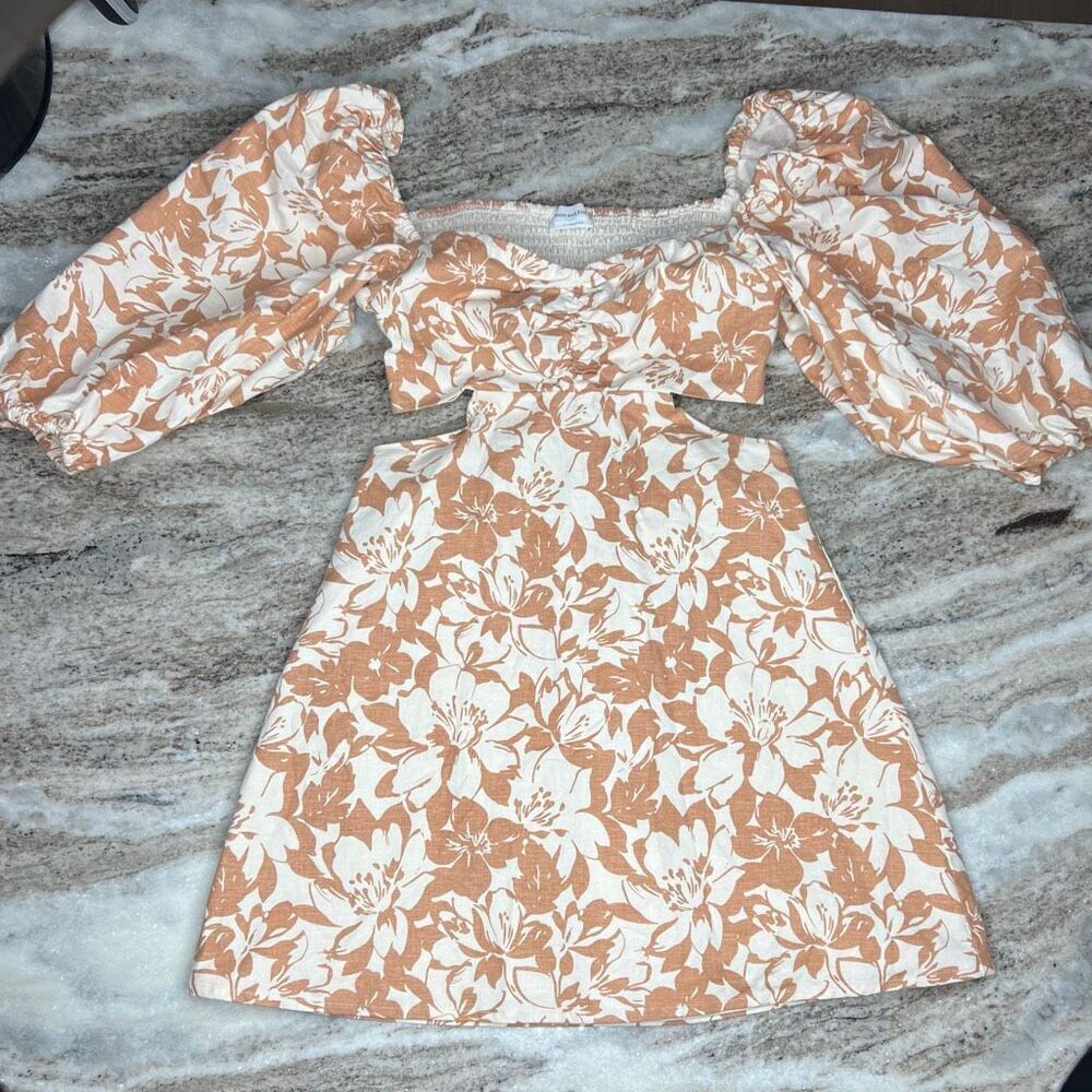 Lovers + Friends x Revolve Kacey Mini Dress Caramel Brown Floral, Women’s Small - Picture 3 of 15
